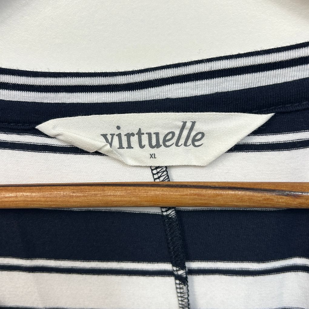 Virtuelle Navy Striped Cotton Dress - Size 22/XL
