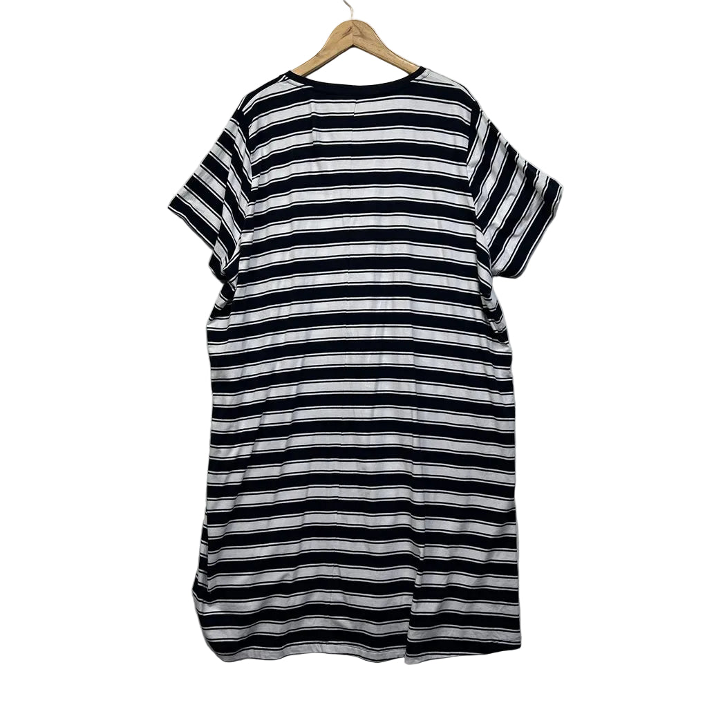 Virtuelle Navy Striped Cotton Dress - Size 22/XL