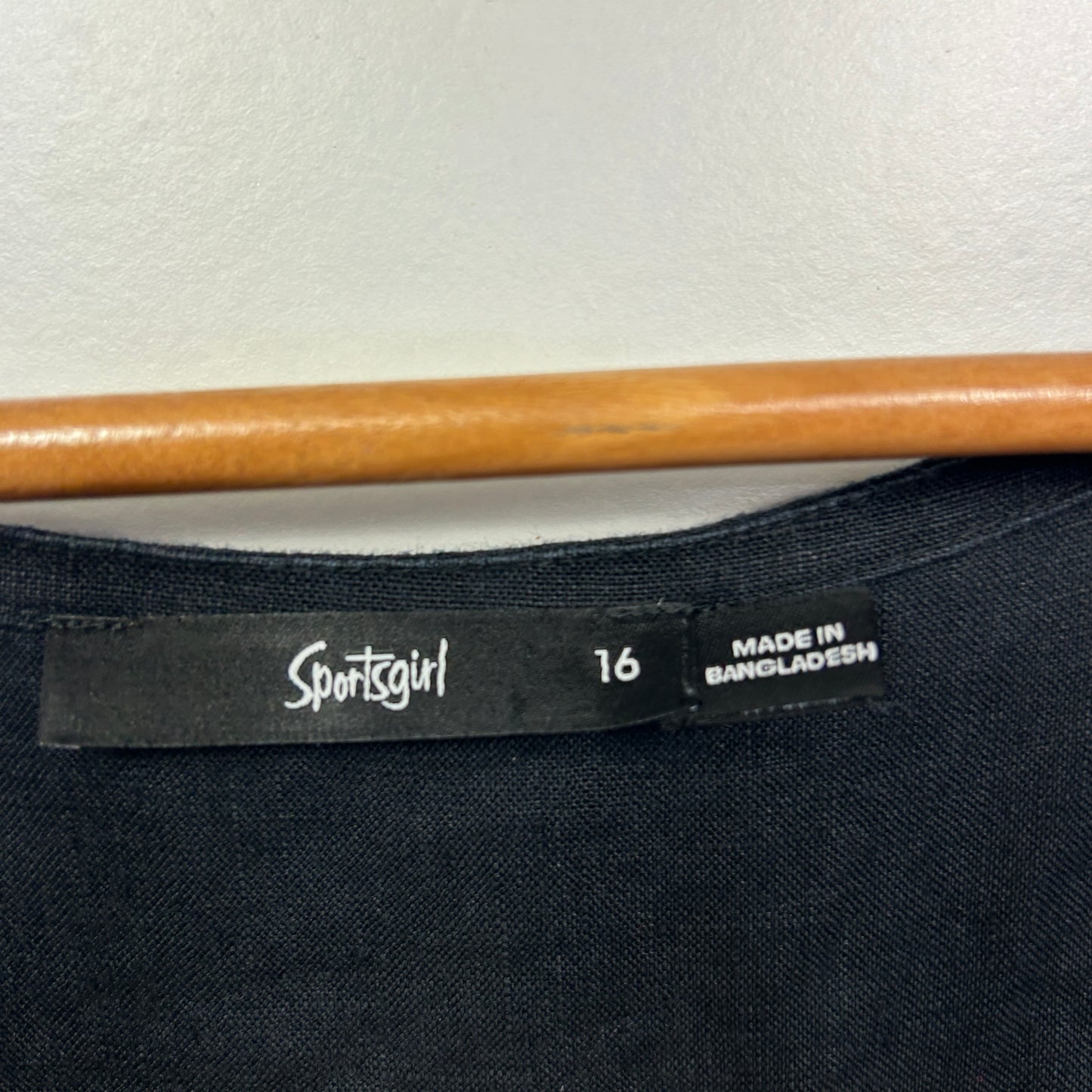 Sportsgirl Black Linen Short Sleeve Top - Size 16