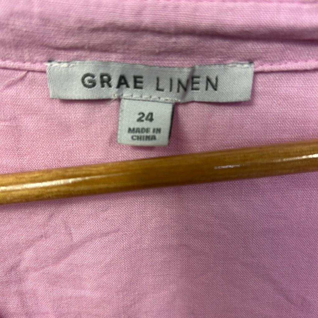 Suzanne Grae Linen Pink Linen Shirt - Size 24