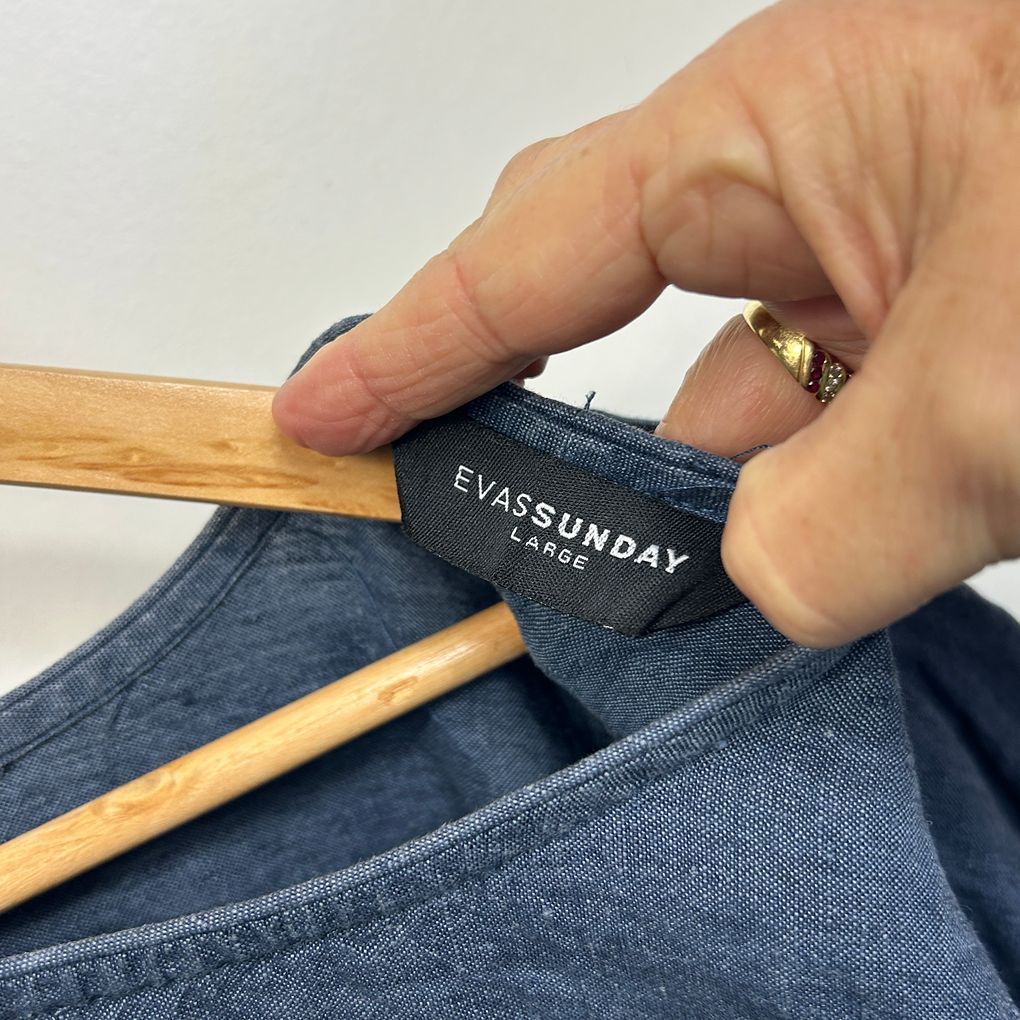 Eva's Sunday Asymmetric Linen Top - Size Large