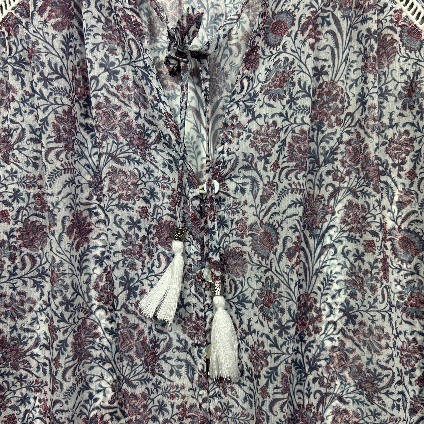 Just Jeans Grey Purple Floral Print Top - Size 14