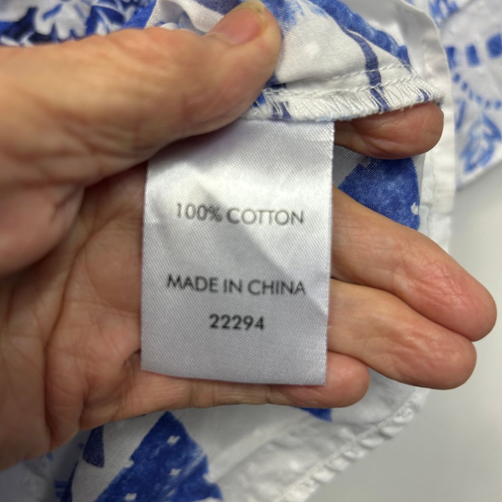 Suzanne Grae Blue Floral Cotton Top - Size 18
