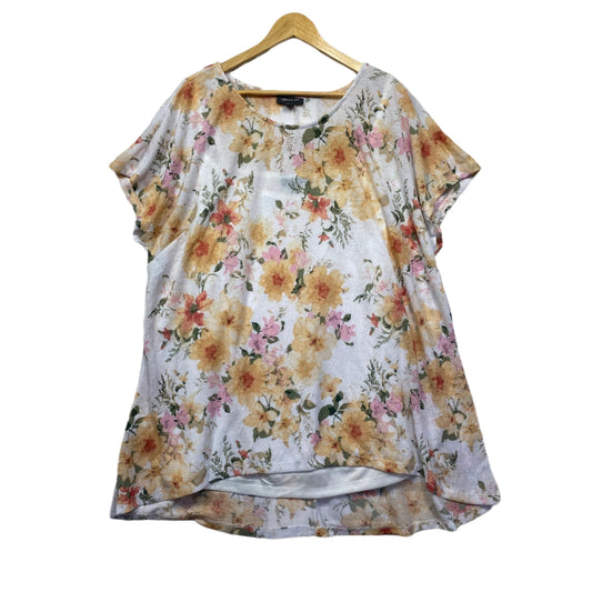 Autograph Top Size 18 White Floral Short Sleeve