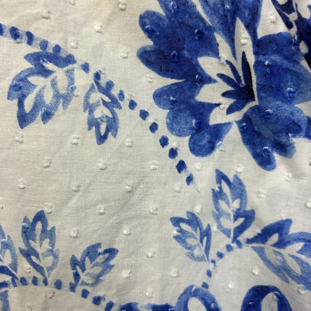 Suzanne Grae Blue Floral Cotton Top - Size 18