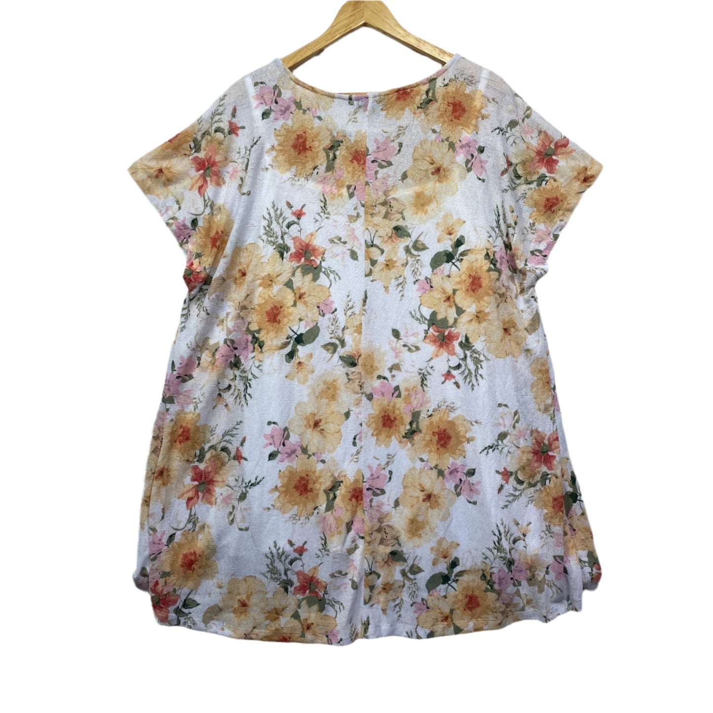 Autograph Top Size 18 White Floral Short Sleeve