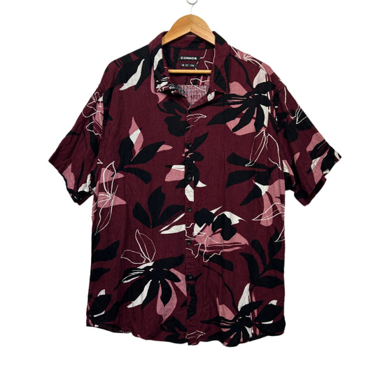 Connor Shirt Size 3Xl Slim Fit Short Sleeve Maroon Floral