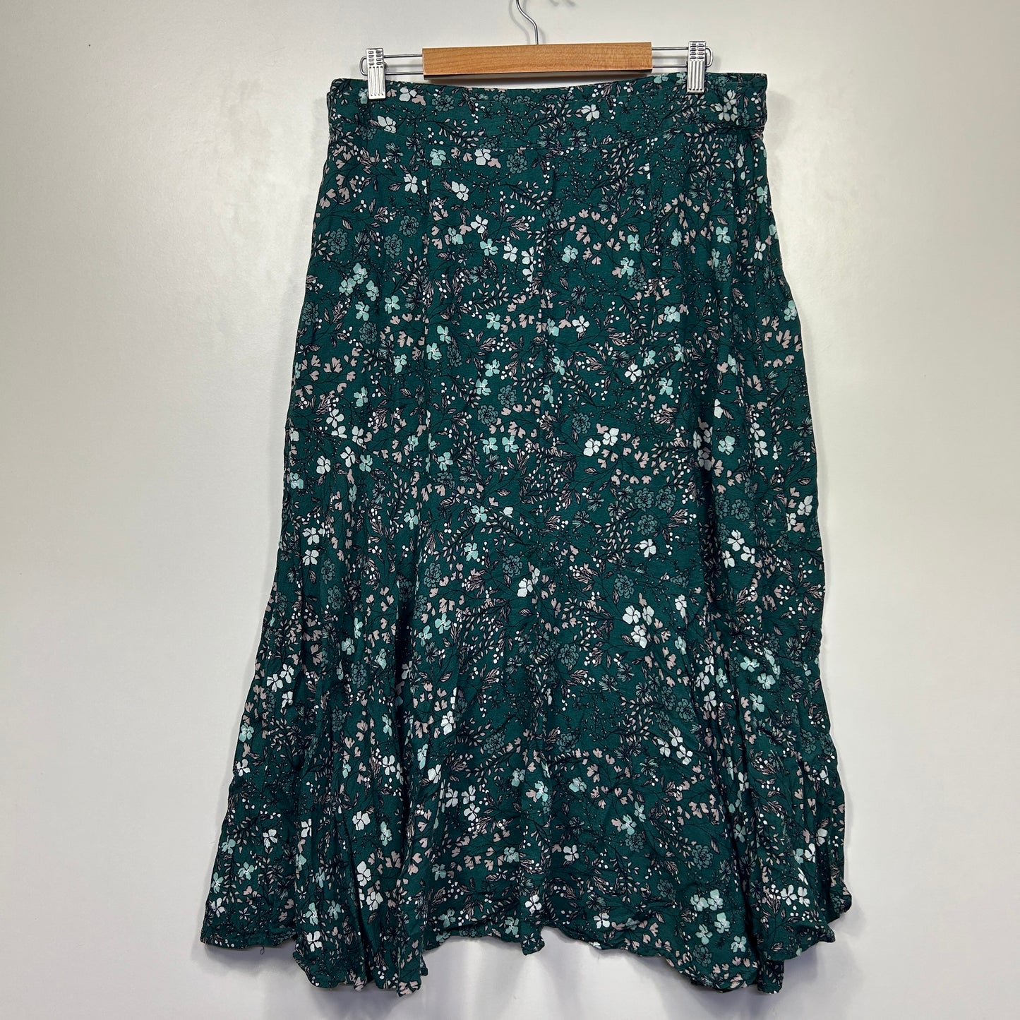 Rivers Green Floral Midi Boho Skirt - Size 16