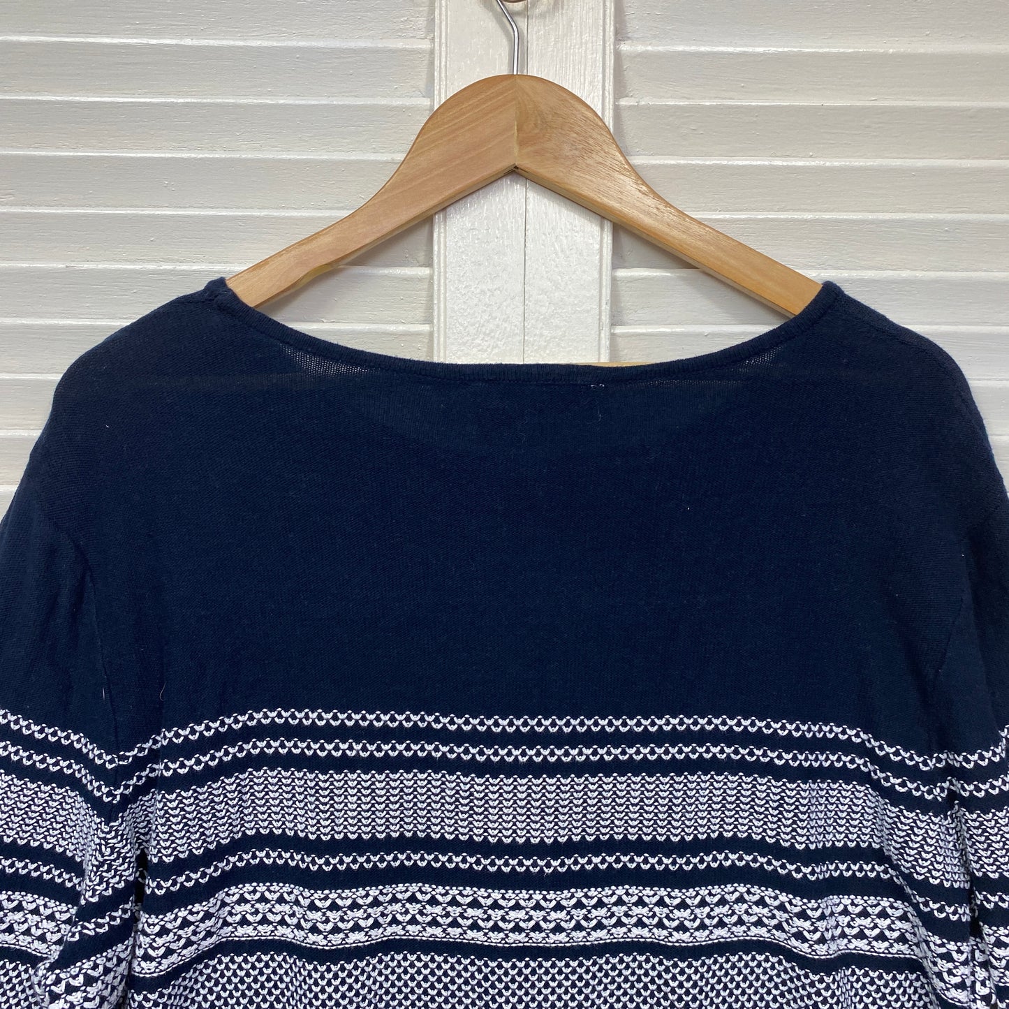 Millers Jumper Knit Top Size 18 2XL Navy Long Sleeve Striped Cotton