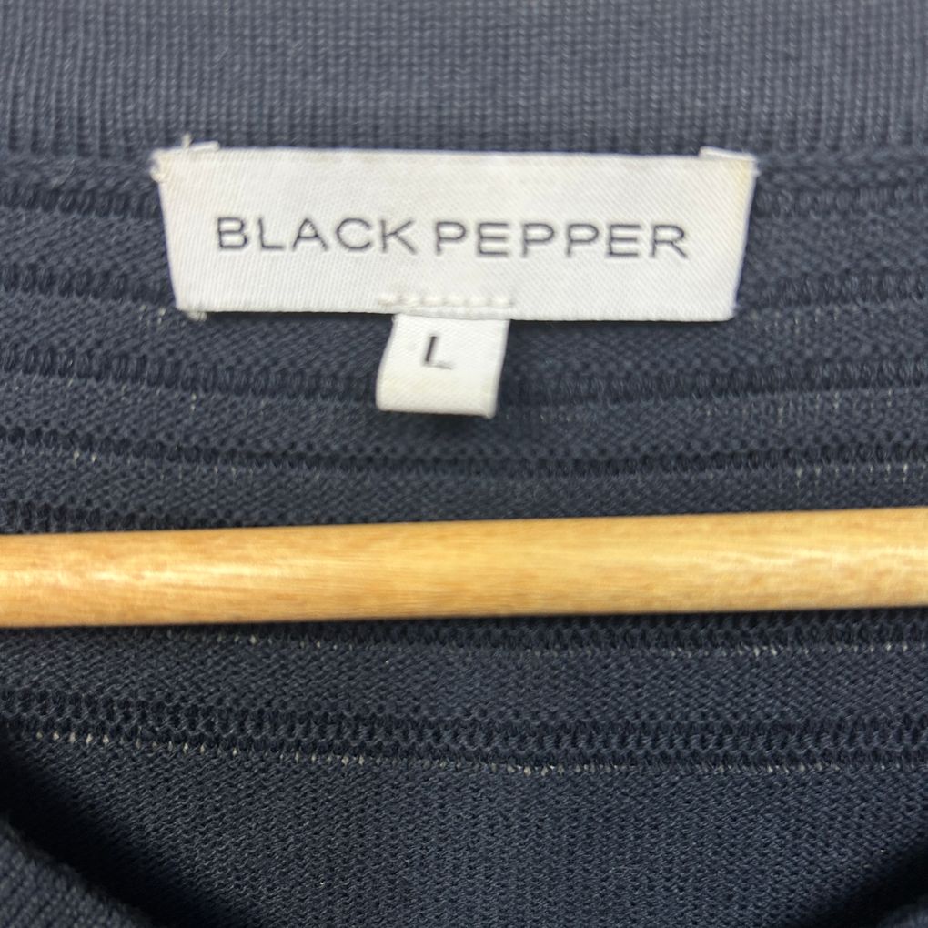 Black Pepper Black Cotton Cardigan - Size L