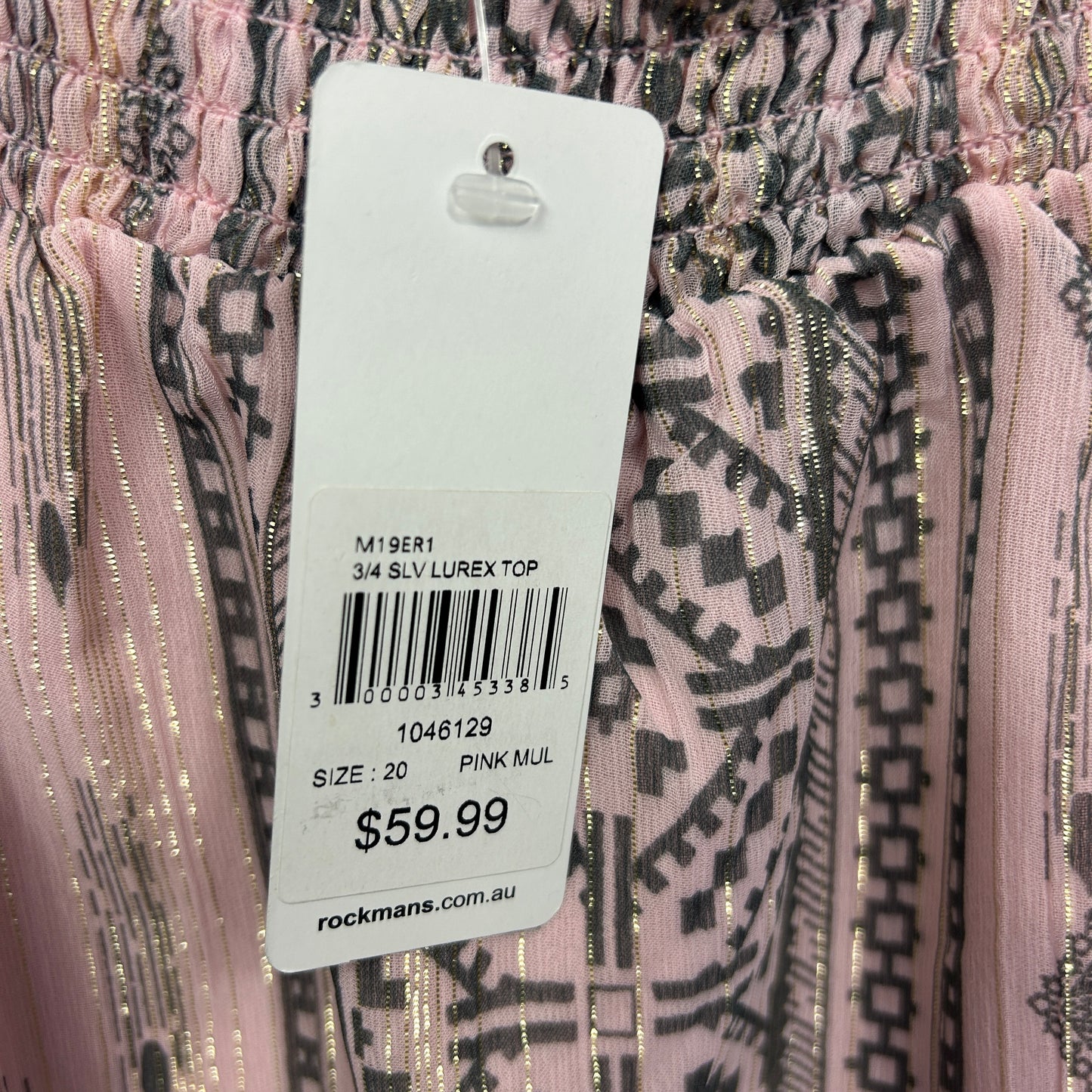 Rockmans Pink Multicoloured Lurex Top - Size 20