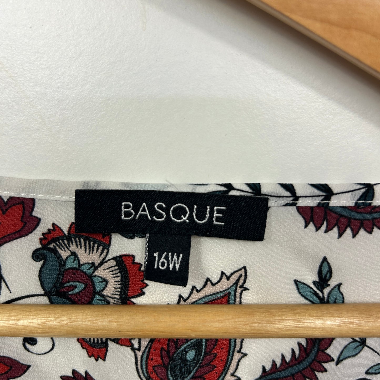 Basque White Multicoloured Floral Print Top - Size 16W