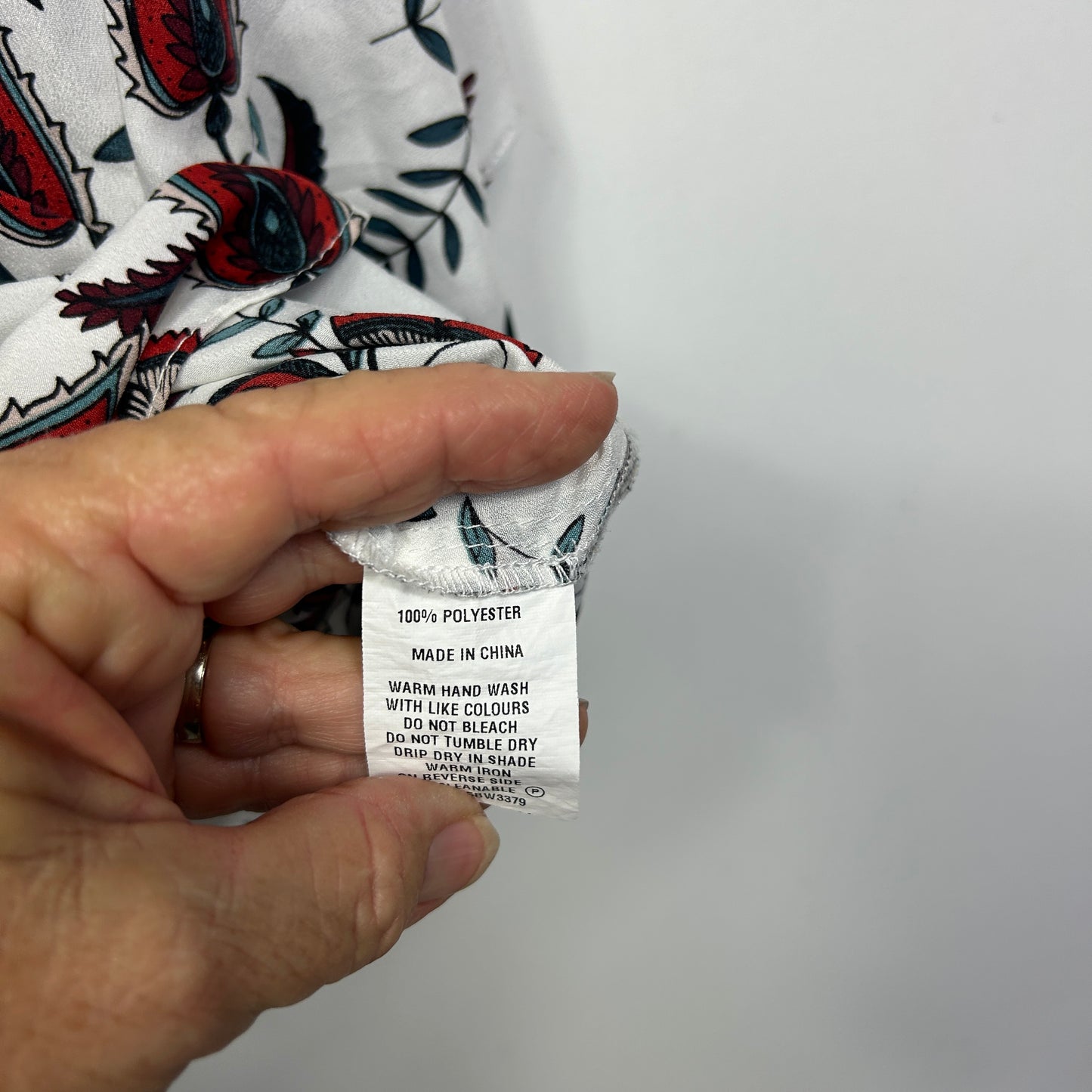 Basque White Multicoloured Floral Print Top - Size 16W