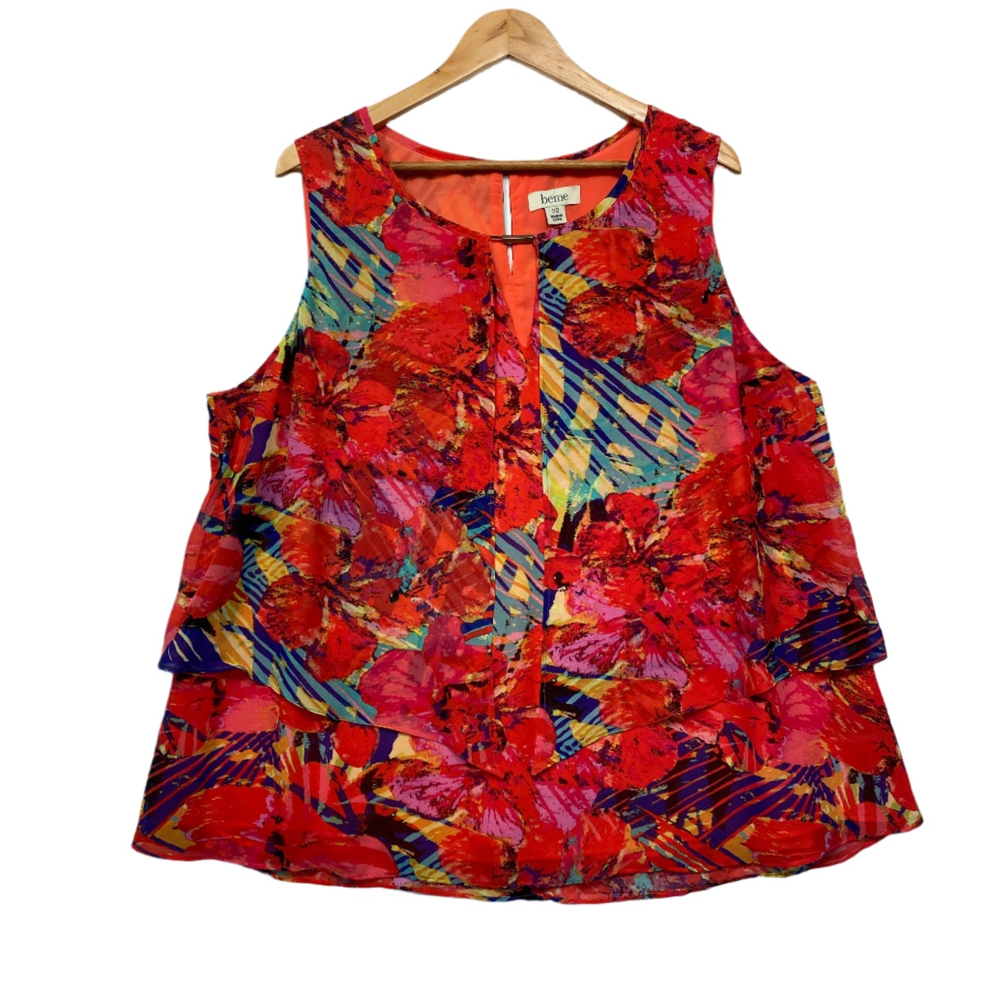 Beme Top Size 20 Plus Sleeveless Multicoloured Floral