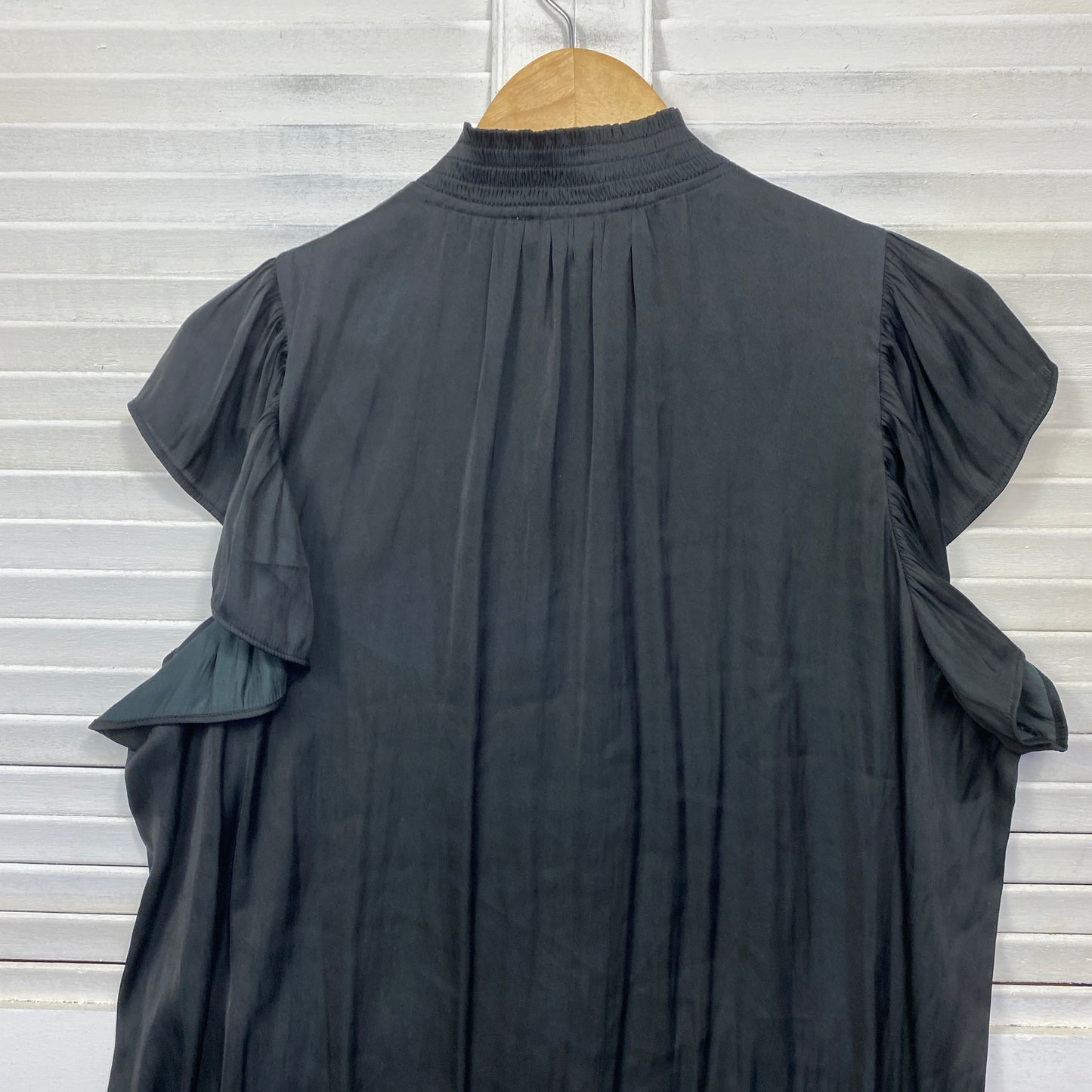 Preview Top Size 20 Plus Black Ruffle Sleeve High Neck Office