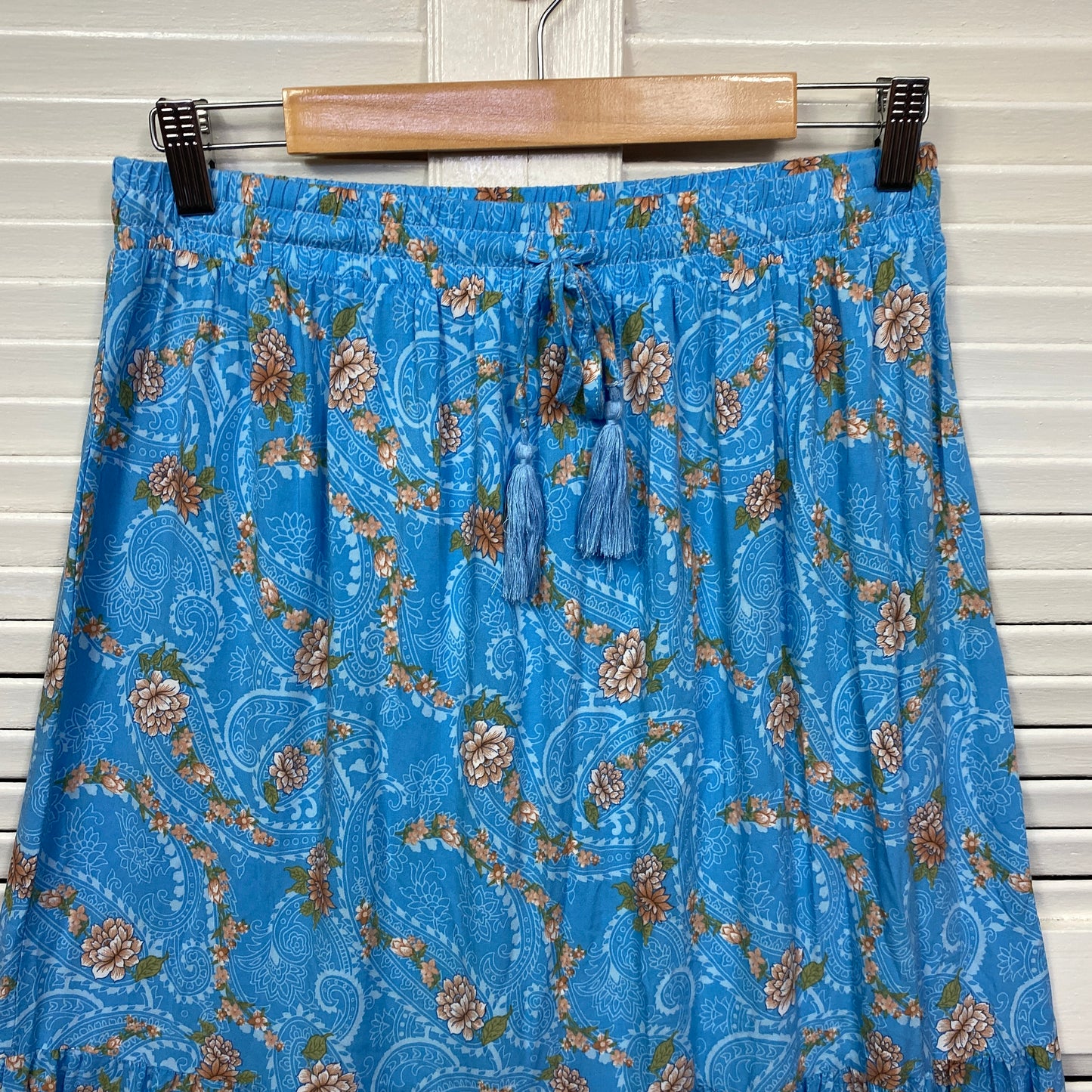 Salty Bright Maxi Skirt Size 16 Blue Floral Boho