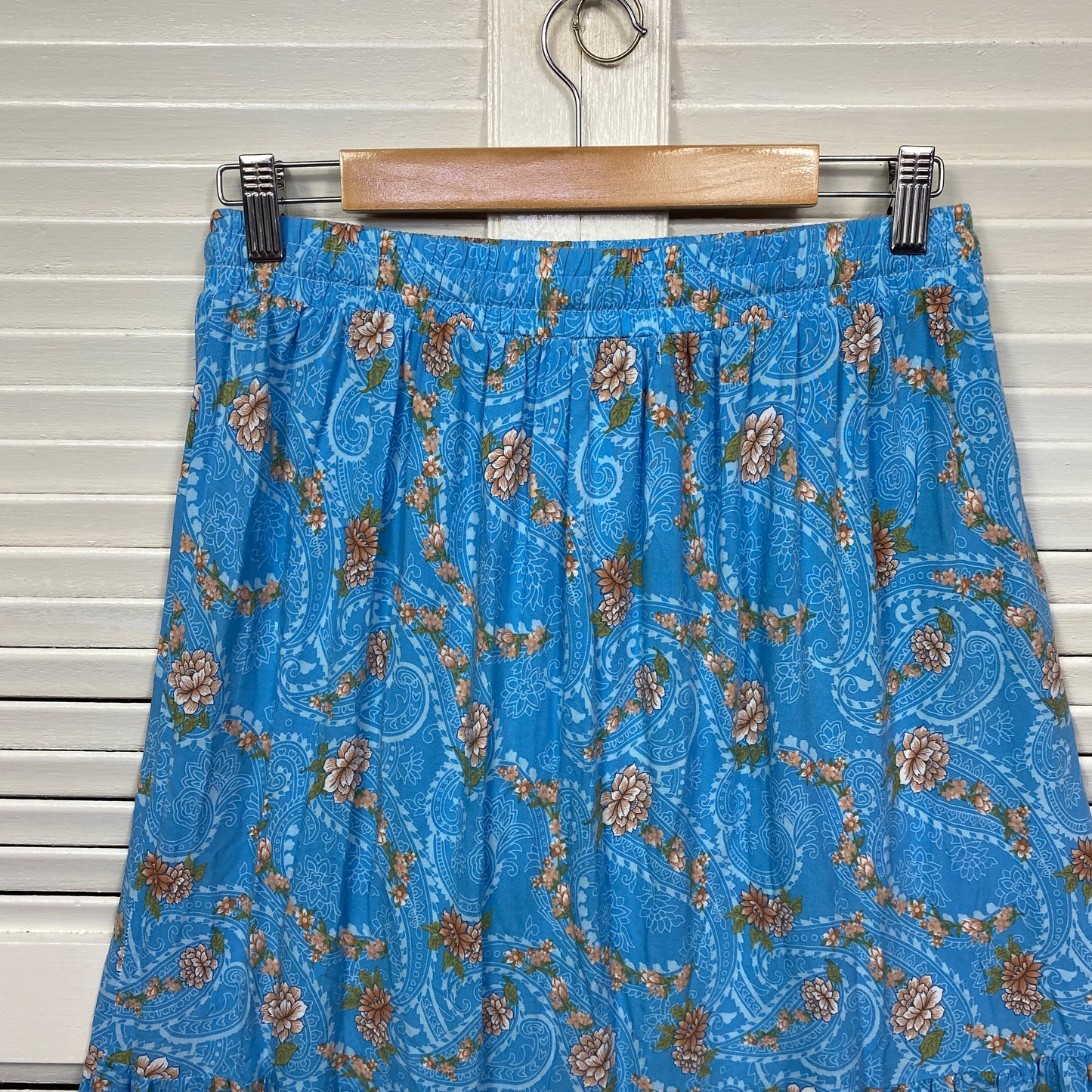 Salty Bright Maxi Skirt Size 16 Blue Floral Boho