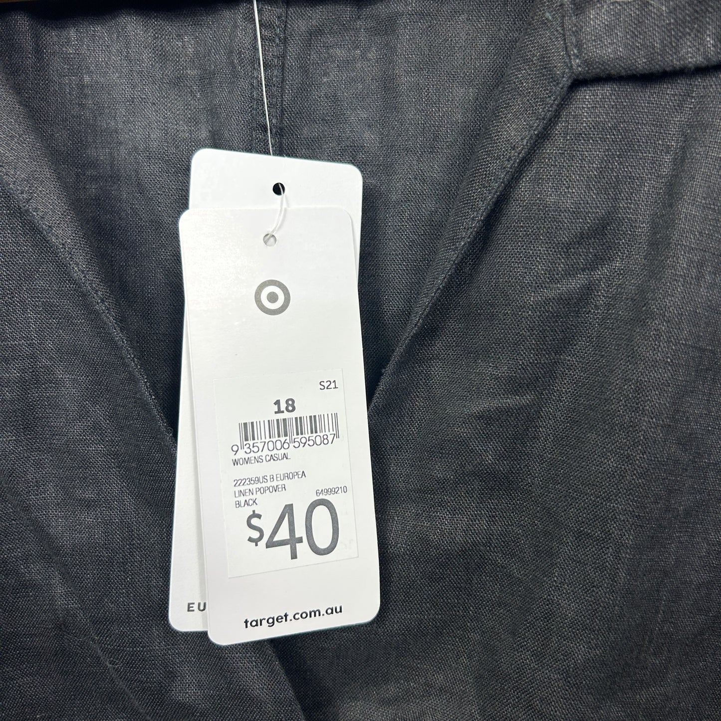 Target Black Linen Casual Shirt - Size 18