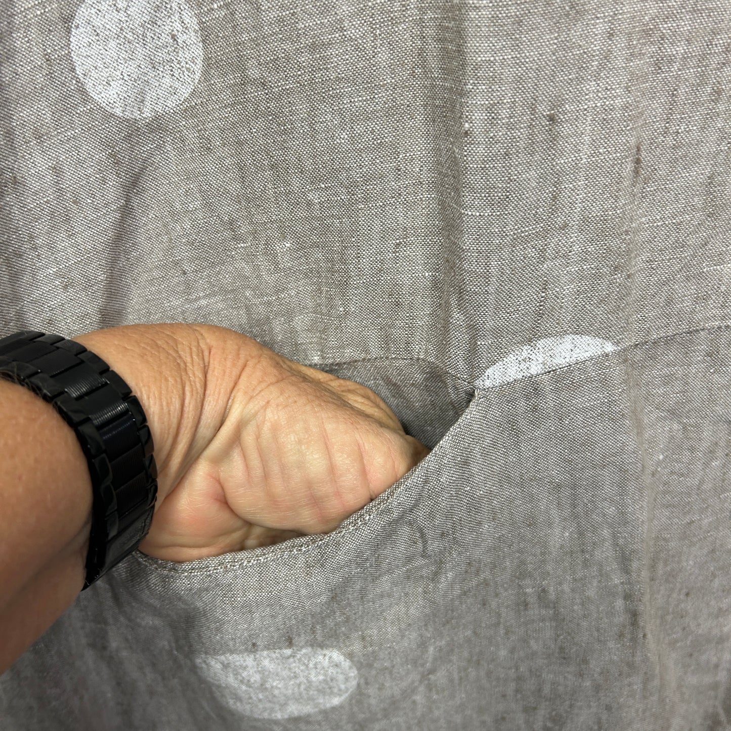 Virtuelle Beige Polka Dot Linen Top - Size 22