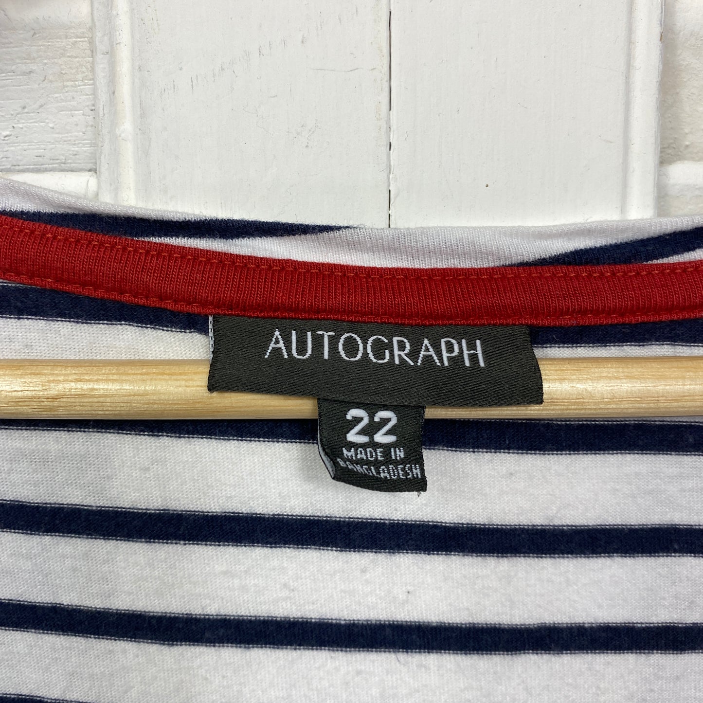 Autograph Top Tshirt Size 22 Plus Navy White Striped Casual