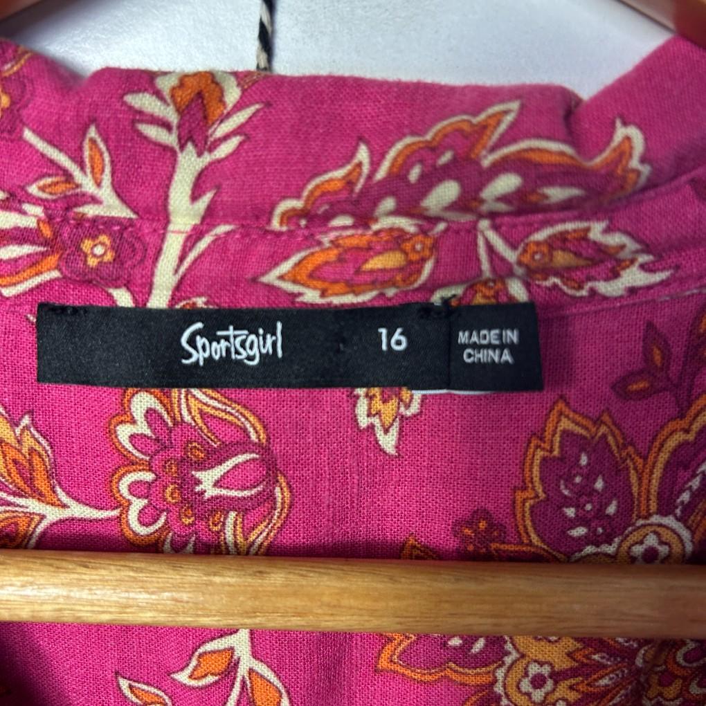 Sportsgirl Pink Linen Dress - Size 16