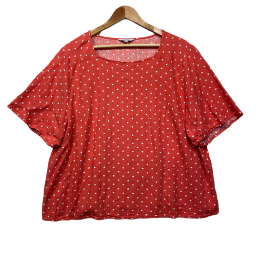 W Lane Linen Top Size 20 Orange White Polka Dots