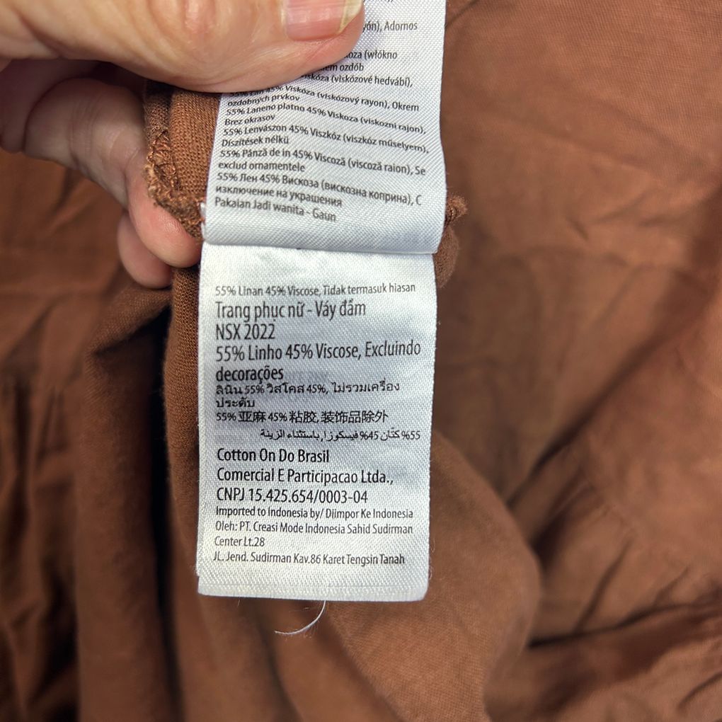 Cotton On Brown Linen Dress - Size 16