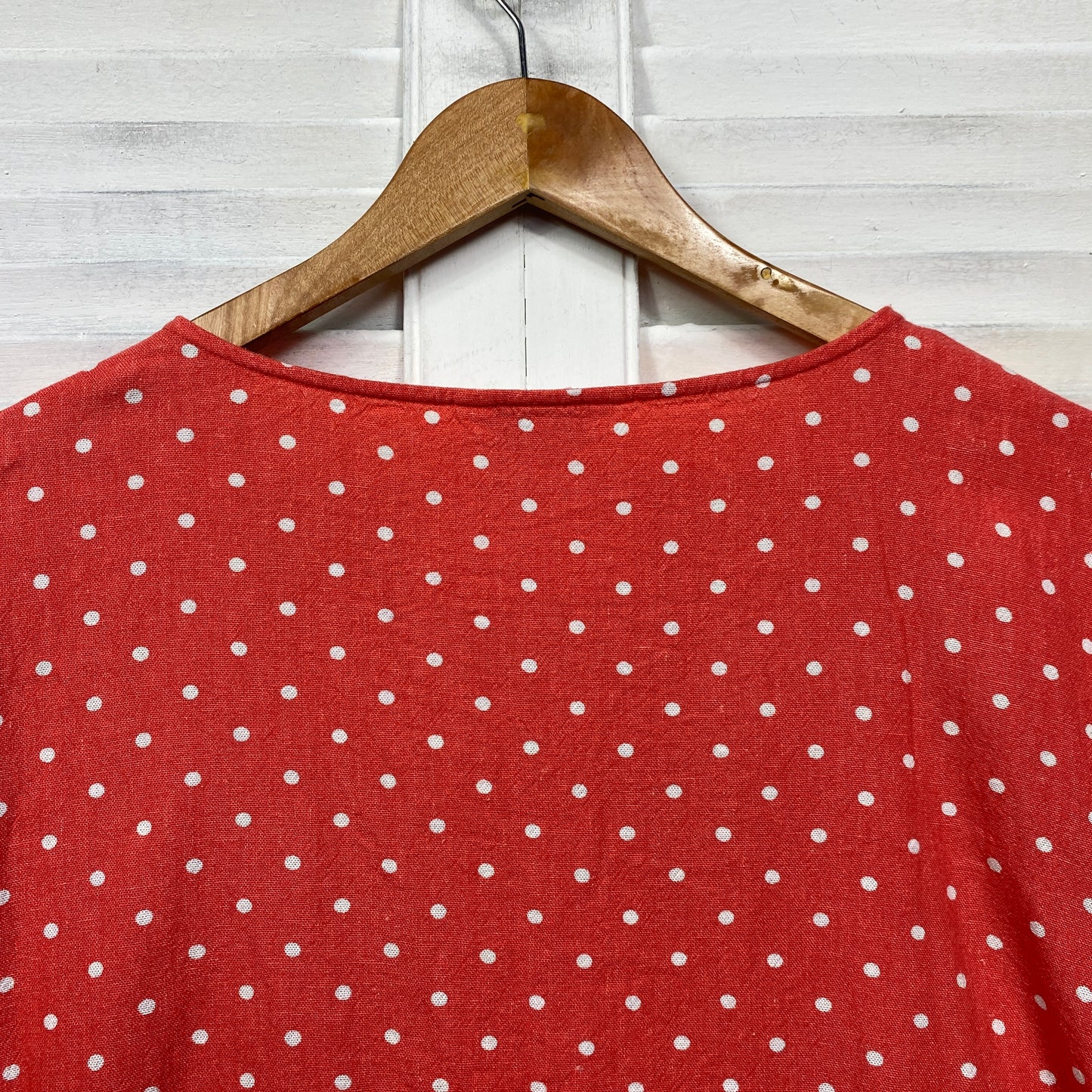 W Lane Linen Top Size 20 Orange White Polka Dots