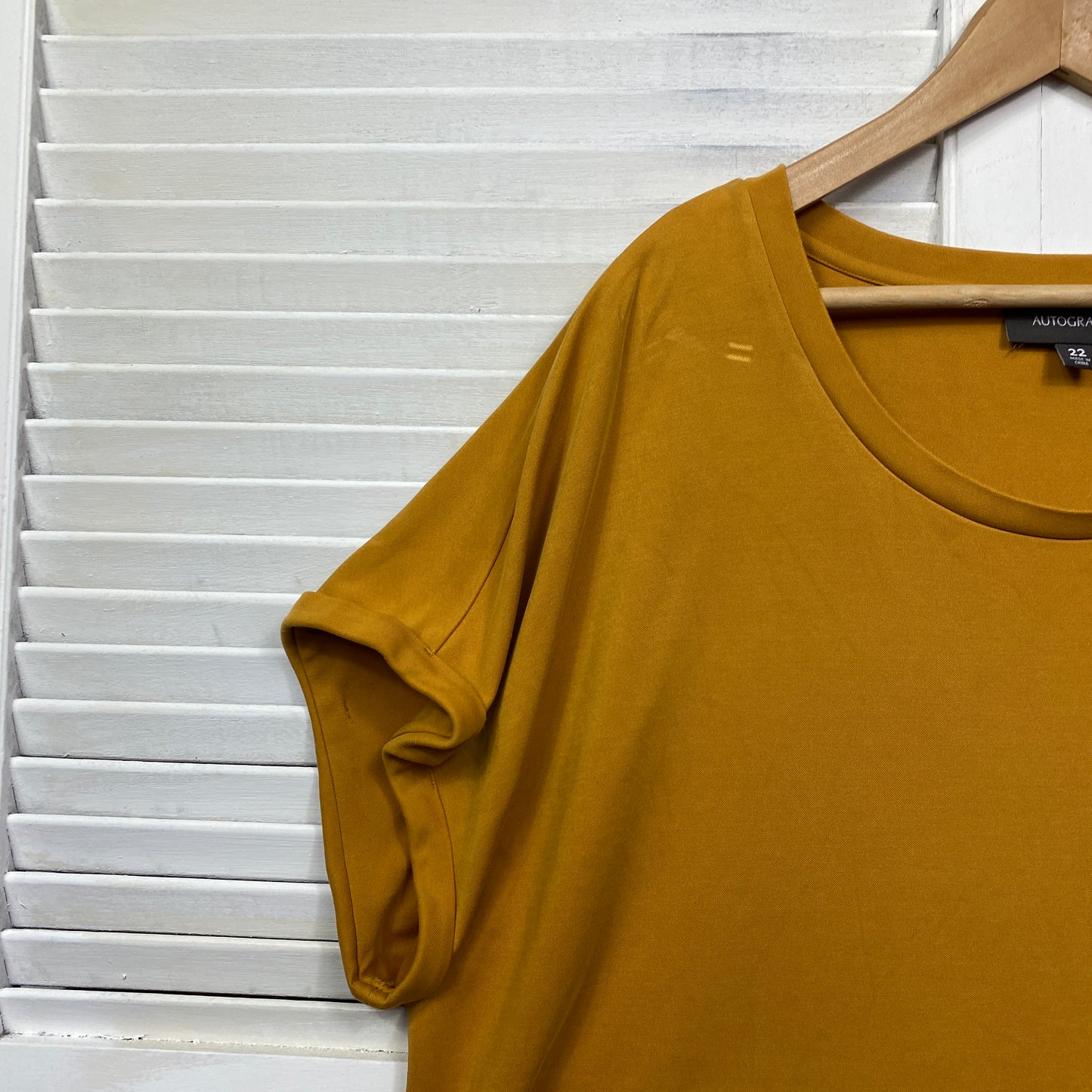 Autograph Top Size 22 Plus Mustard Short Sleeve Casual Tshirt