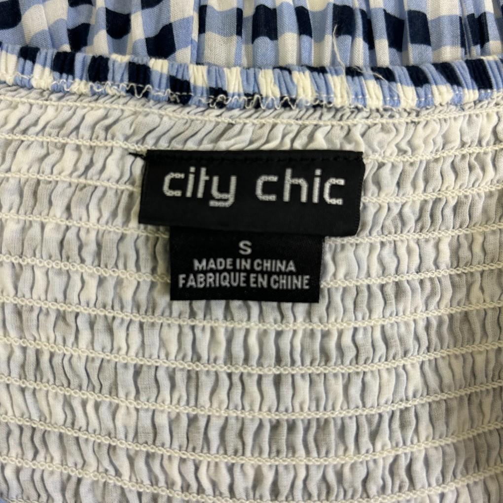 City Chic Gingham Check Blue Maxi Dress - Size 16/S