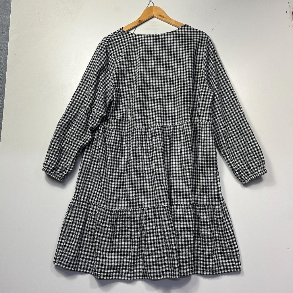 Anko Black Gingham Check Cotton Dress - Size 20