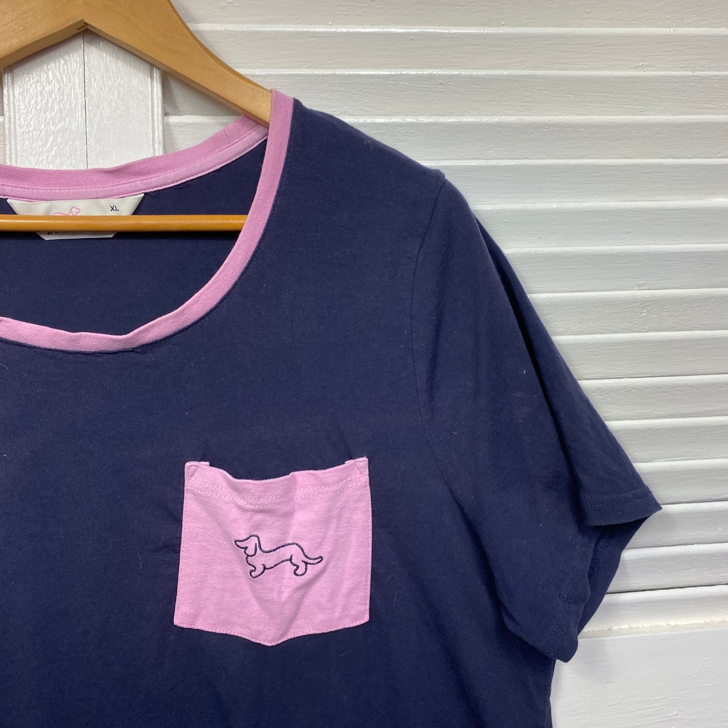 Peter Alexander PJ Top Size 16 XL Navy Pink Short Sleeve