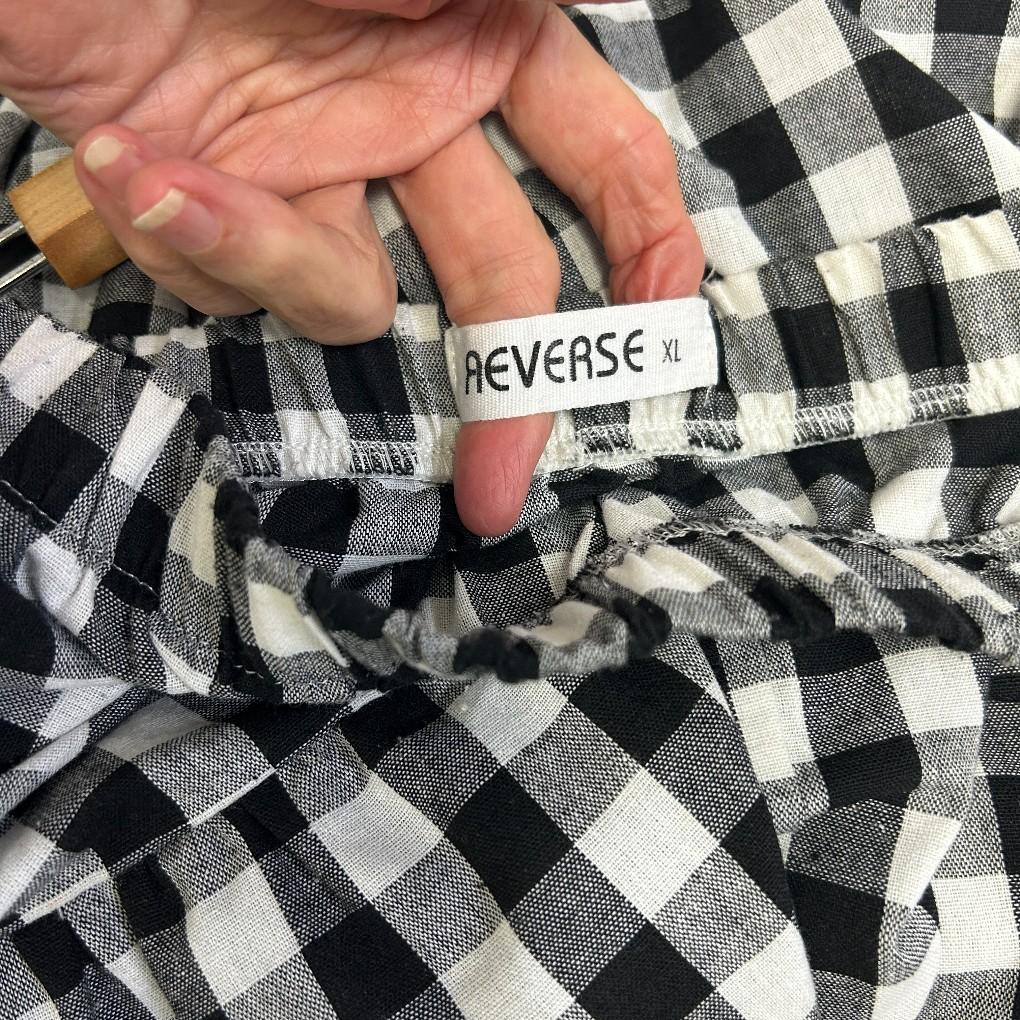 Reverse Black Cotton Maxi Skirt - Size XL