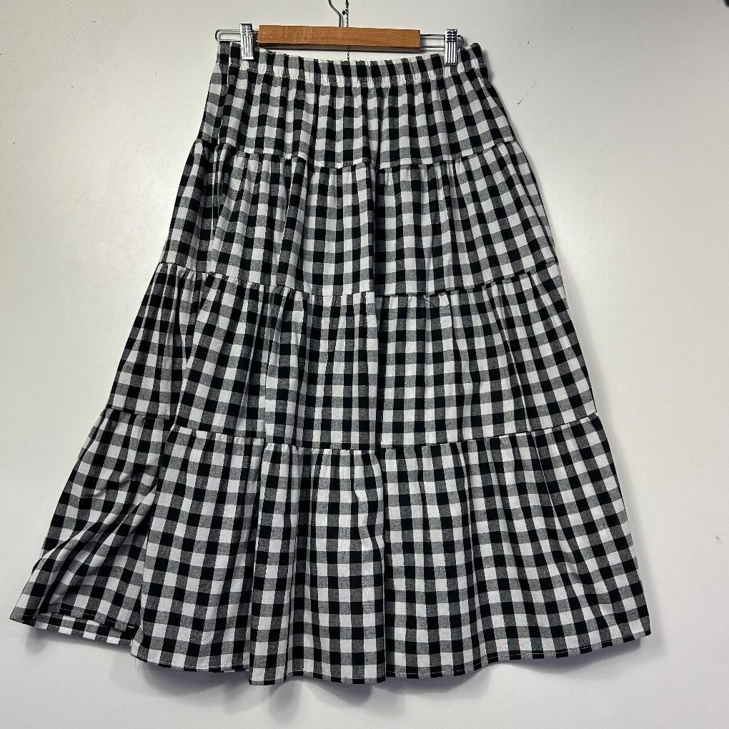 Reverse Black Cotton Maxi Skirt - Size XL