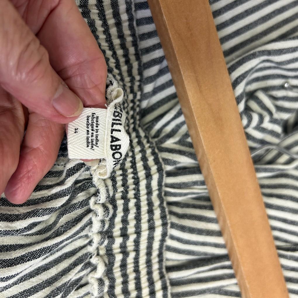 Billabong Grey Striped Cotton Pants - Size 14