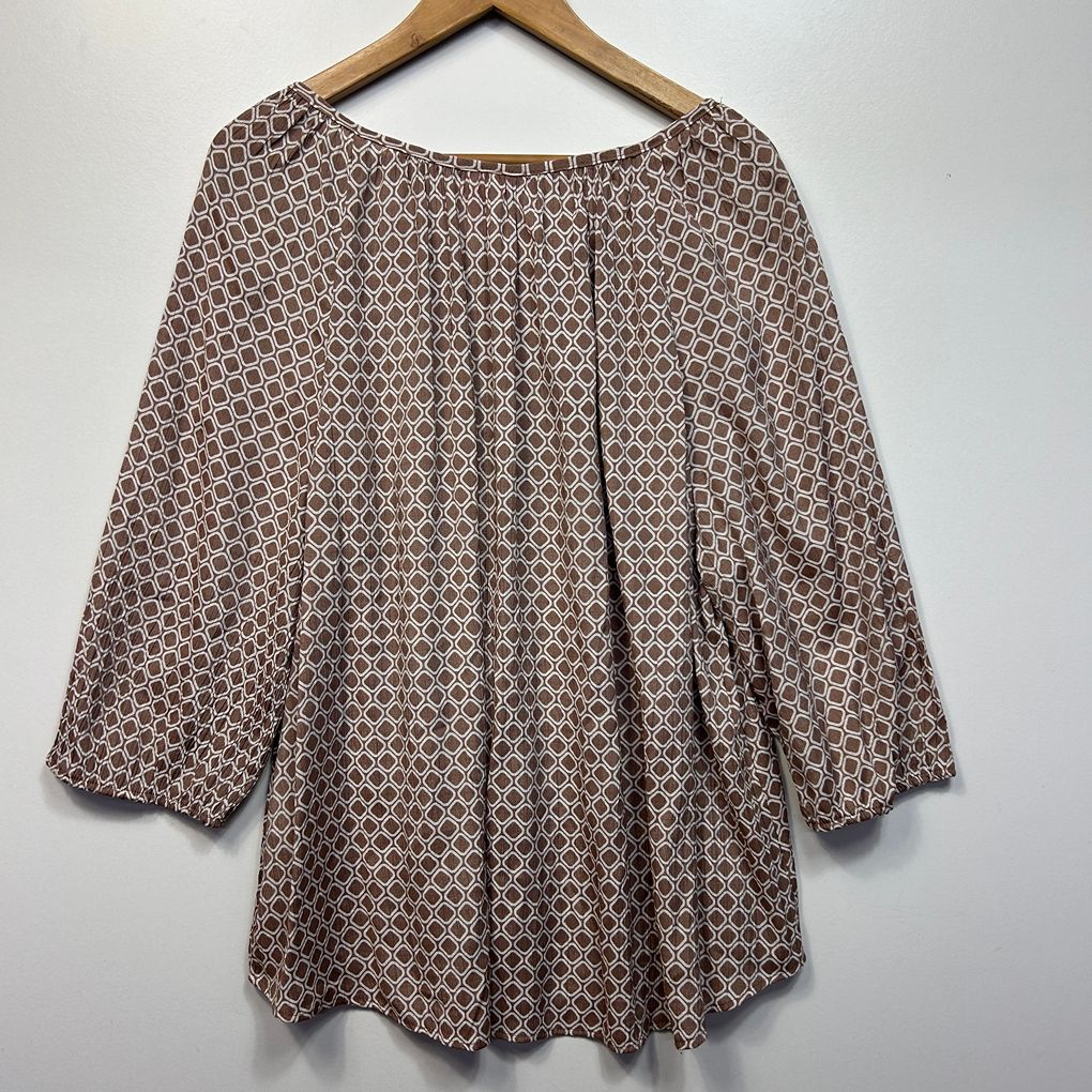 Millers Brown and White Print Top - Size 20