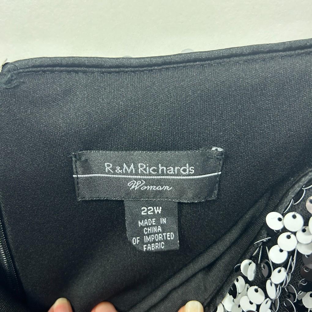 R&M Richards Black Cocktail Sequin Dress - Size 22W