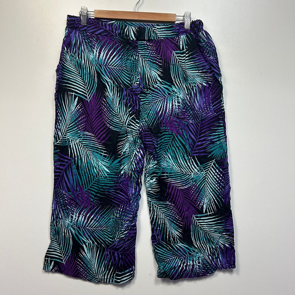 Millers Multicoloured Palm Print Cropped Pants - Size 16