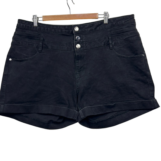City Chic The Edit High Rise Black Denim Shorts - Size 20