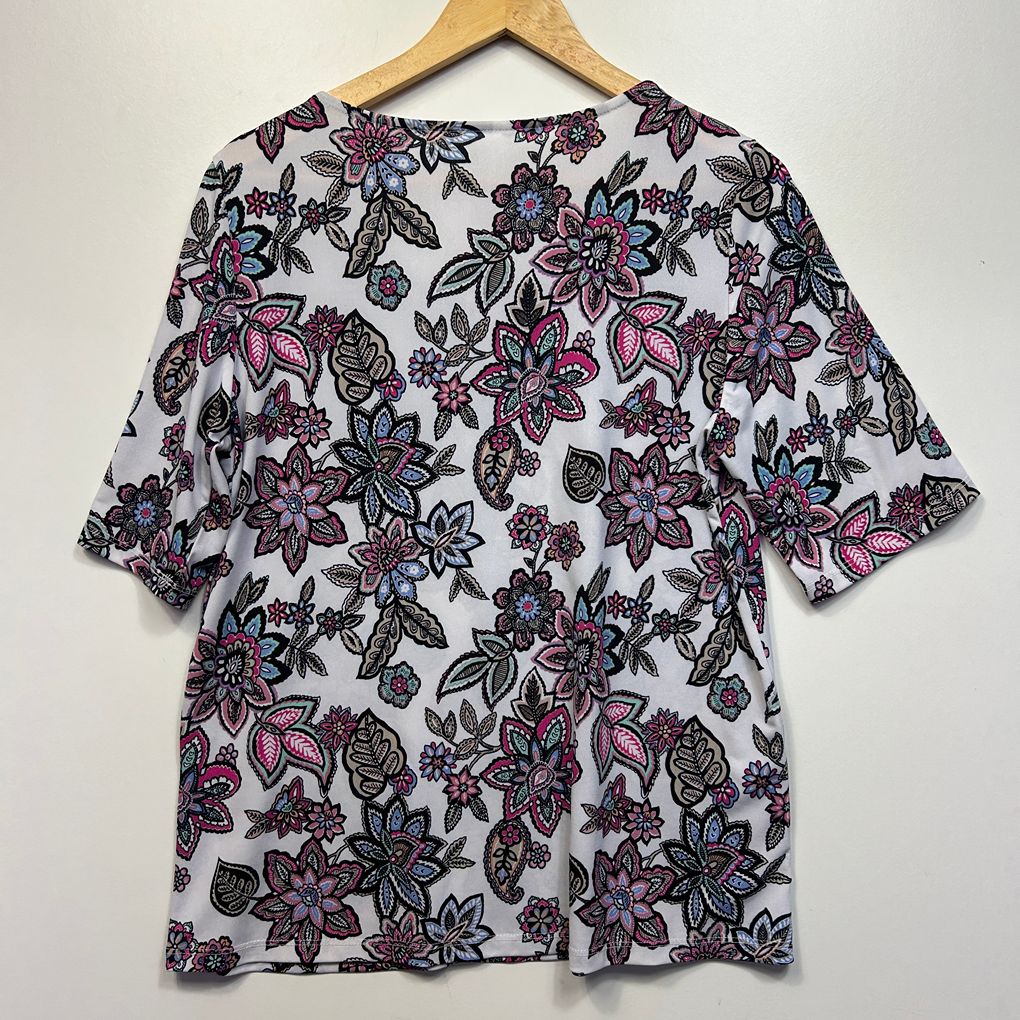White Floral Top - Size 16