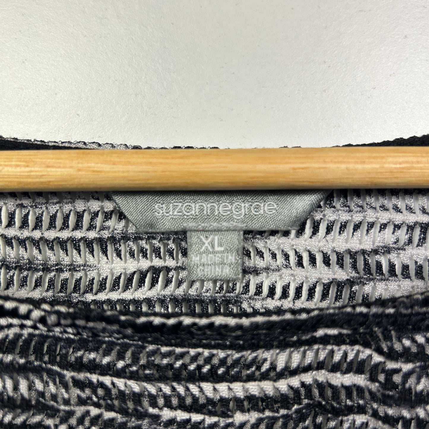 Suzanne Grae Black White Textured Sheer Top - Size XL