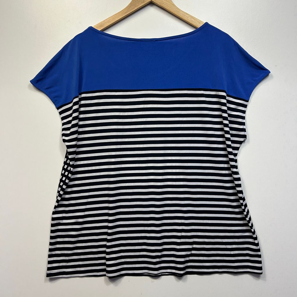 W.Lane Blue and Black Striped Top - Size XXL