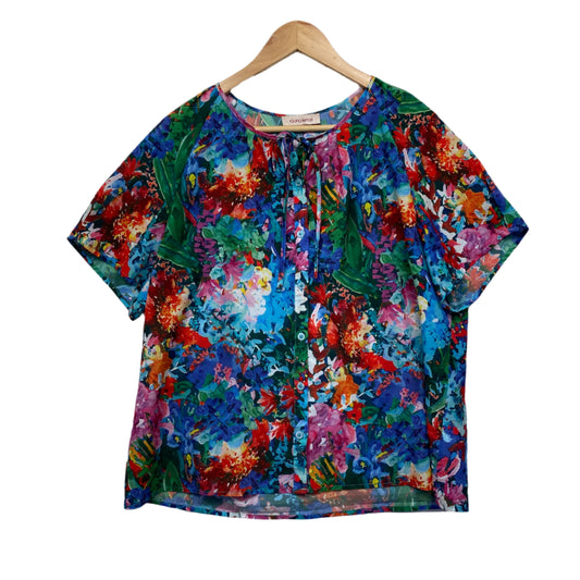 Diana Ferrari Top Size 14 16 Multicoloured Floral Short Sleeve