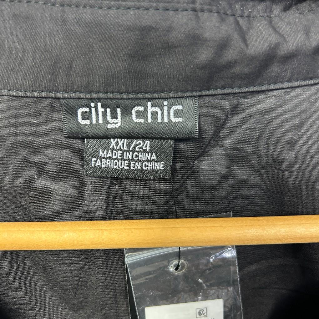 City Chic Black Button Up Long Sleeve Shirt - Size 24/XXL