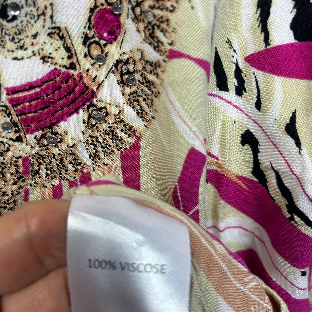 Millers Cream and Pink Print Top - Size 16