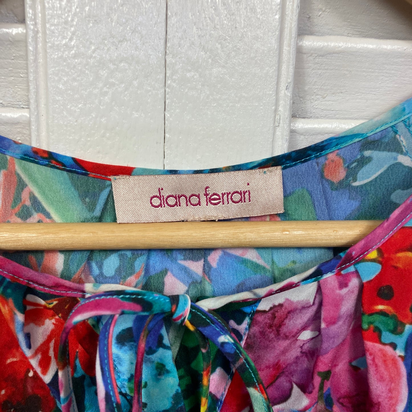 Diana Ferrari Top Size 14 16 Multicoloured Floral Short Sleeve