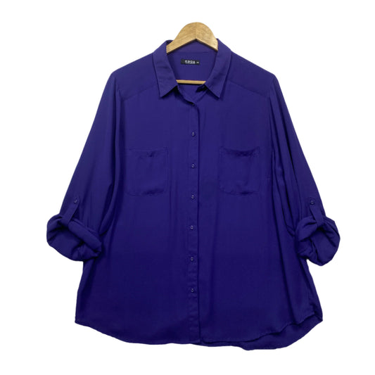 Moda Top Size 20 Purple Button Up Roll Tab Sleeve