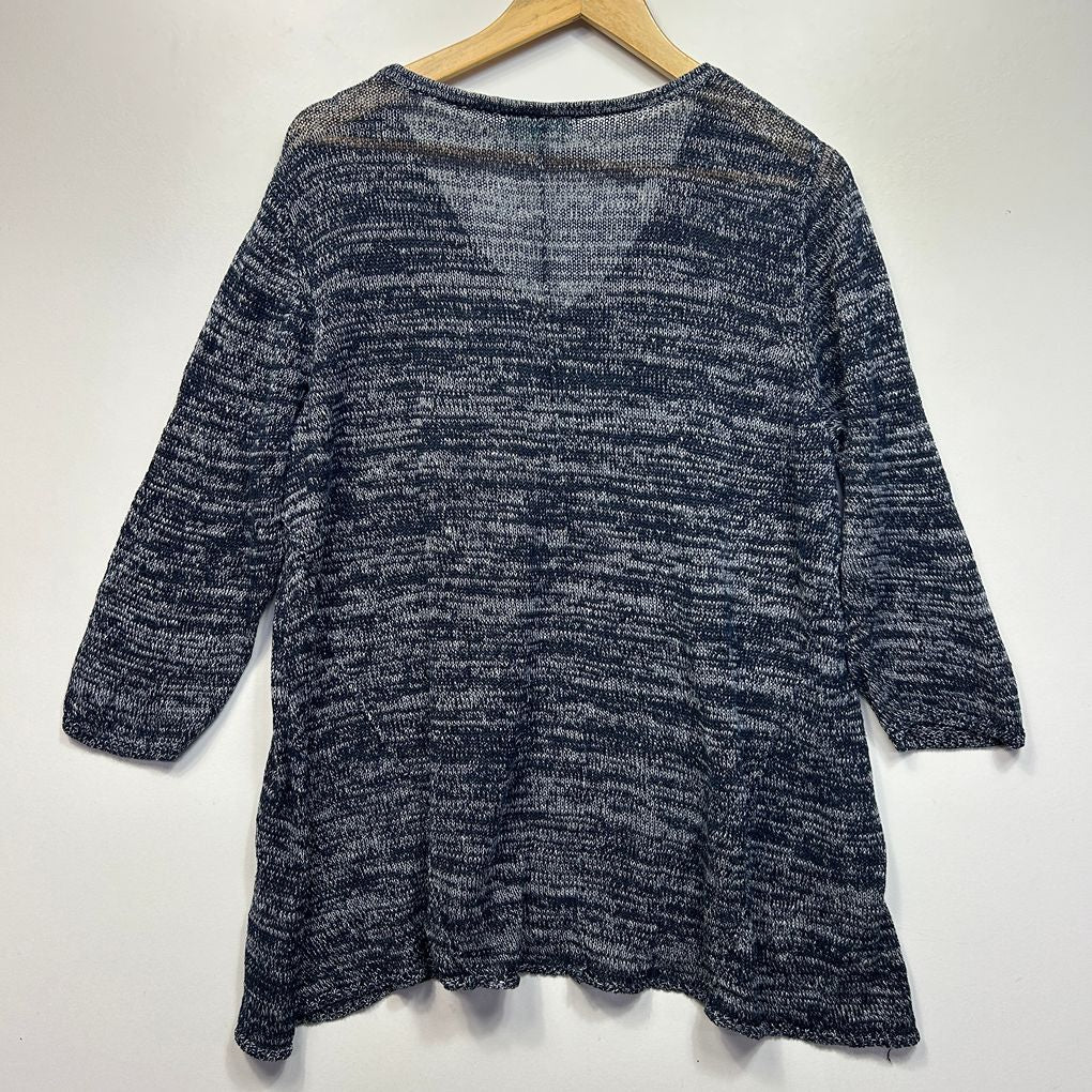Blue Illusion Navy Linen Top - Size 2L