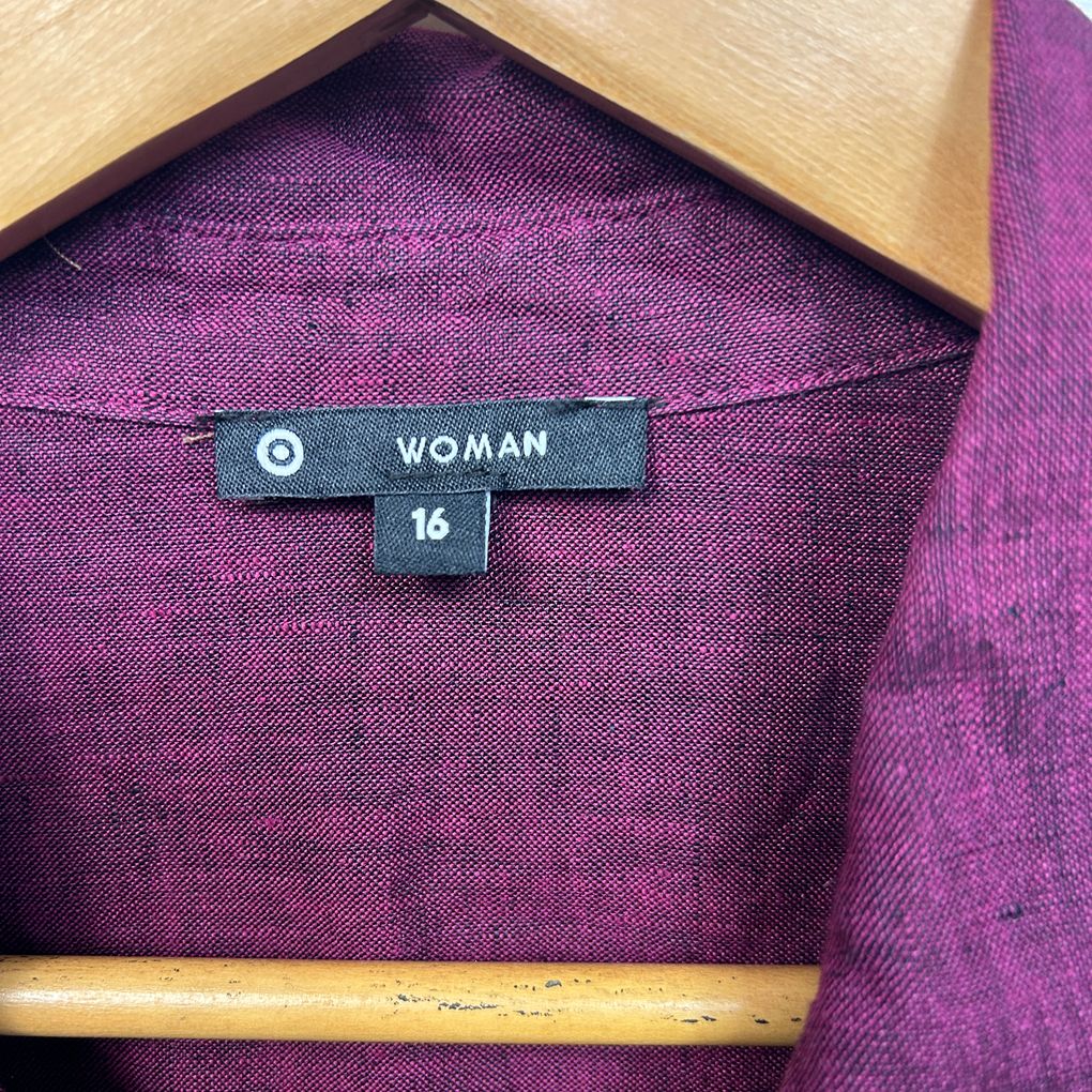 Target Magenta Linen Shirt - Size 16