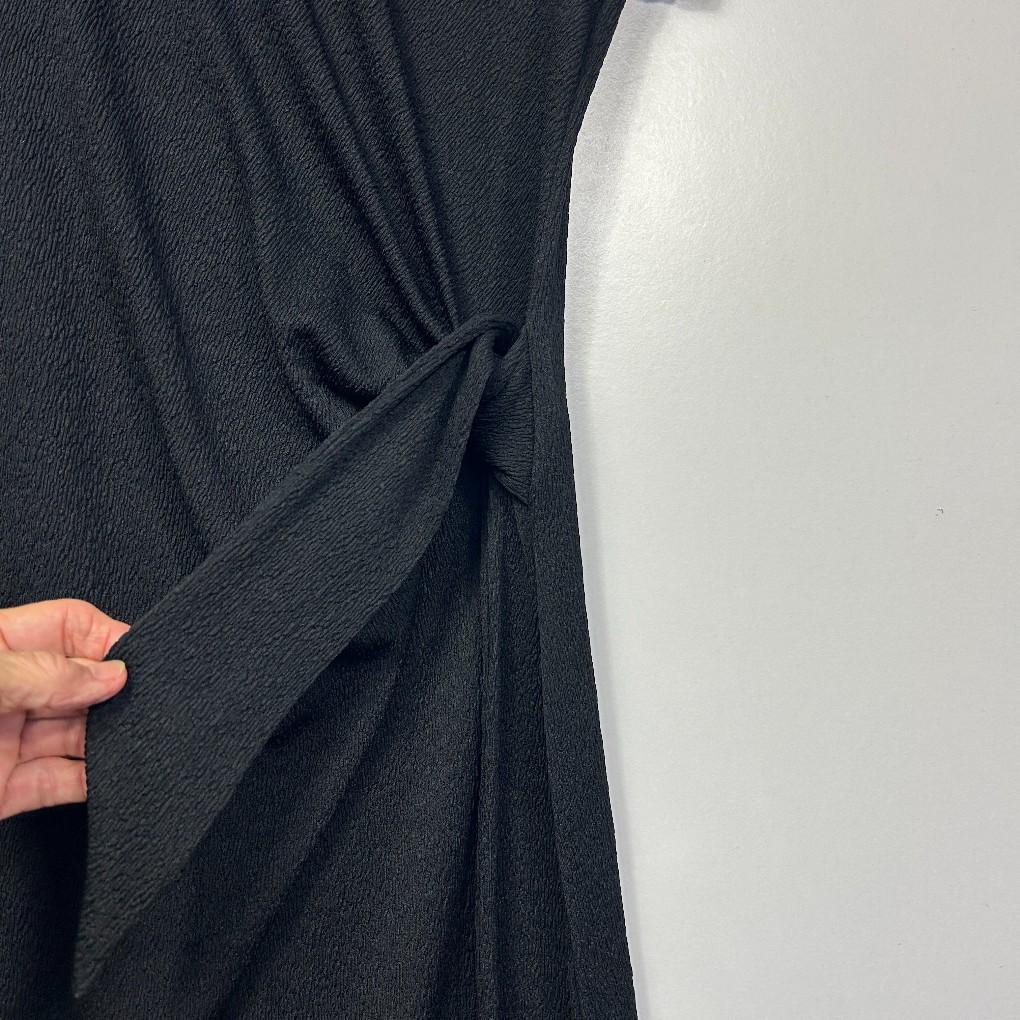Decjuba Black Fauz Wrap Dress - Size 14